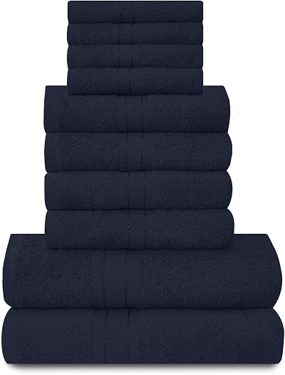 GC GAVENO CAVAILIA Towels 10 Piece Egyptian Cotton Navy Bale Set 4xFace 4xHand