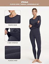 TSLA Women's Thermal Underwear Set, Soft Fleece