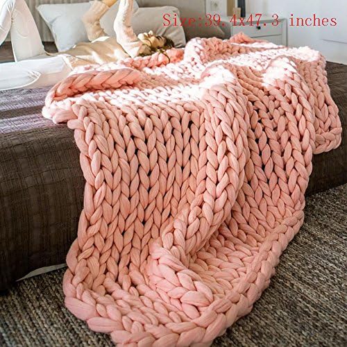 Transer Hand Chunky Arm Knit Blanket Thick Yarn Bulky Knitted Throw 39.4x47.3 inches (Khaki)