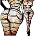 Vivilover Womens Lingerie Curvy Lines Pattern Crotchless Plus Size Fishnet Bodystocking Black (US 0-18=Tag XL)
