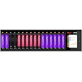 ISDT N16 Smart Battery Charger 16 Slots - Universal Fast Battery Charger with Discharge& LCD Display for AA AAA Li-lon, LiHv, NiMH, NiCd, HiFe, NiZn Rechargeable Batteries