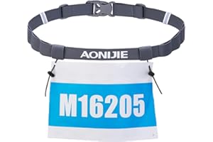 TRIWONDER Running Belt Race Belt Bib Holder Racing Number Belt with 6 Loops for Triathlon, Marathon, Running, Cycling (Grey -