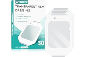 Transparent Film Dressing, 4" x 4.75" (30 Pack), Waterproof Clear Adhesive Bandages for Wound Care, IV Shield & Tattoo Afterc