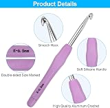 MECHEER Crochet Hooks Set 51 Pack 12 Sizes Aluminum Ergonomic Soft Handle Case view 3
