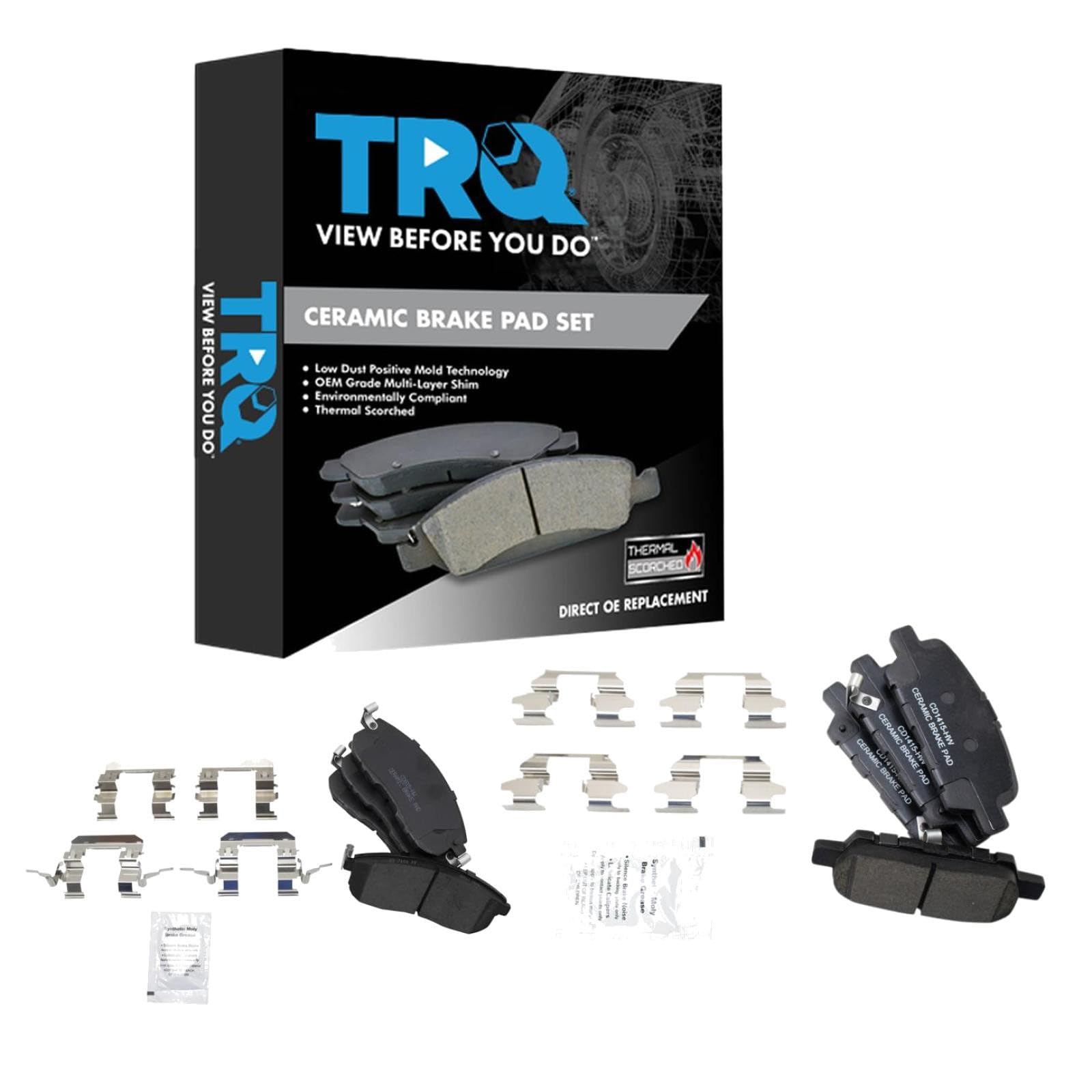 TRQ Brake Pads Ceramic Compatible with 2003-2005 INFINITI G35 Nissan 350Z 2002-2013 Altima 2011-2017 Juke 2013-2017 Sentra Image