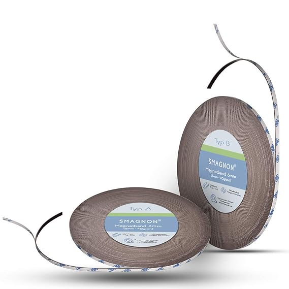 Smagnon AUSWAHLANGEBOT! Magnetband mit 3M Kleberücken selbstklebend 10-12,7-15 - 25,4mm Typ A + Typ B oder einzeln (6mm, Typ 
