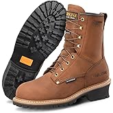 Carolina Elm 8" Soft Toe Insulated Waterproof Logger Boots for Men - 600G Thinsulate, with Oil- & Slip-Resistant Rubber Lug Outsole, EH-Rated