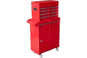 Torin ATBT1204B-RED Rolling Garage Workshop Tool Organizer: Detachable 4 Drawer Tool Chest with Large Storage Cabinet and Adj