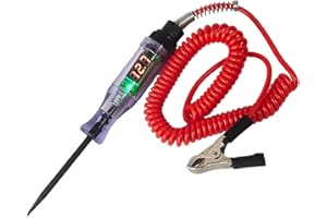 Ajxn 1 PC Car Voltage Long Probe Circuit Test Maintenance Pen, 6V/12V/24V 7.48" Multi-Function Sensor Digital Display Test Pen, with Extended Telescopic Spring Wire, Compatible with Most Models (Red)