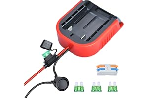 Fiihio for Power Wheel Adapter for Craftsman 20V Battery, Dock Battery Adapter with Fuse,14 Gauge Wire Power Tool Converter for RC Toys,RC Car, Robotics, Work Lights,1 Pack-Red (No Battery)