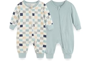 JELYLOVE Unisex Rayon derived from Bamboo Zipper Baby Boy Girl Rompers 2 Pack Infants Jumpsuits Soft New Born Clothes
