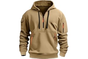 Hoodies For Men Quarter Zipper Tactical Hoodies Pullover Fall Vintage Workout Military Hooded Sweatshirt With Pocket