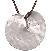 joymiao Boho Necklaces for Women Chunky Circle Necklace Layered Boho Circle Leather Choker Necklace Long Vintage Necklaces Bohemian Jewlery Gifts