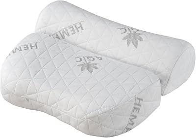 Cuscino cervicale in canapa LX-053 – Cuscino ergonomico in memory foam con fodera rimovibile e lavabile – Supporto naturale per il collo, traspirante e confortevole
