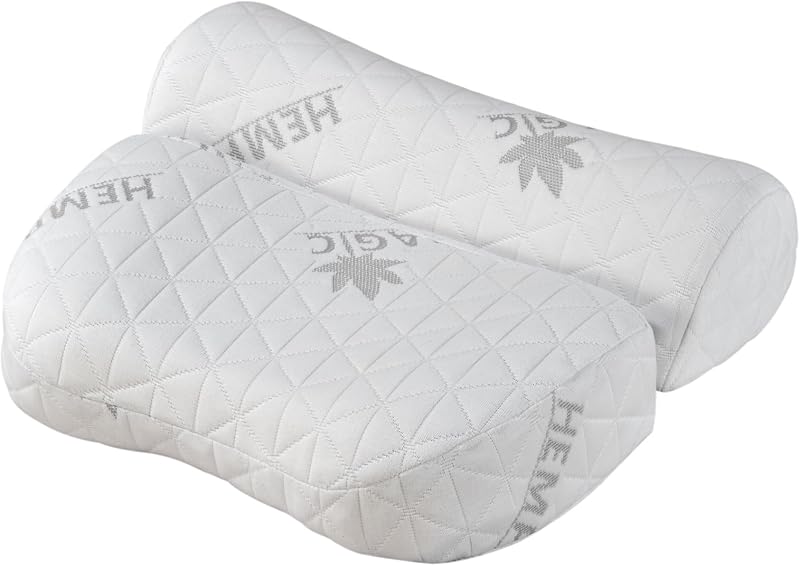 Hanf Nackenstützkissen LX-053 – Ergonomisches Memory-Schaum-Kissen mit abnehmbarem, waschbarem Bezug – Bequeme Nackenunterstützung, atmungsaktiv, hautfreundlich und komfortabel
