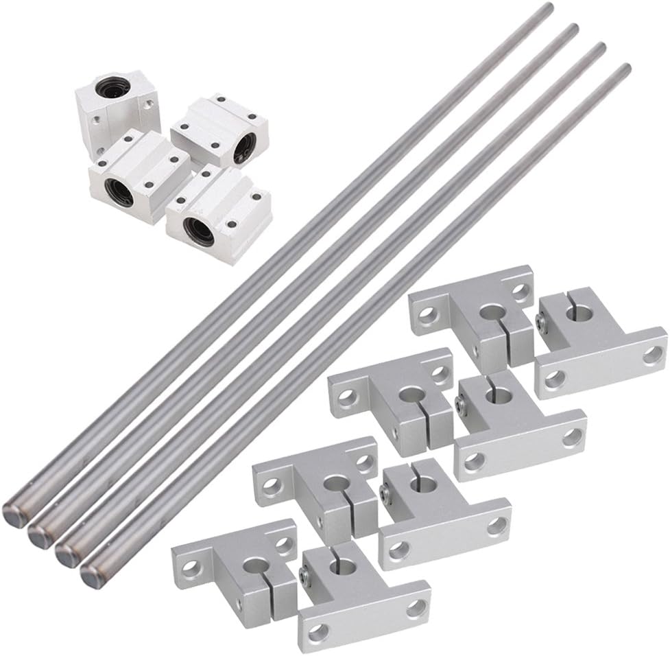 8mm Dia Linear Motion Ball Bearing & Linear Shaft Rail Guide Support & 500mm Shaft Optical Axis CNC Machine Part Set