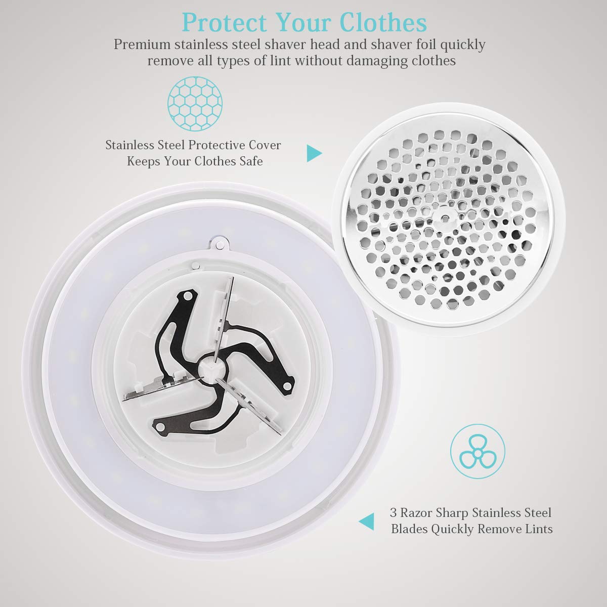 morpilot Sweater Fabric Shaver, Electric Lint Remover with LED Lamp Ring, USB Rechargeable Removable Depiller Shaver,Dual Protection for Clothes,Quickly and Effectively Remove Fuzz Pill Bobbles