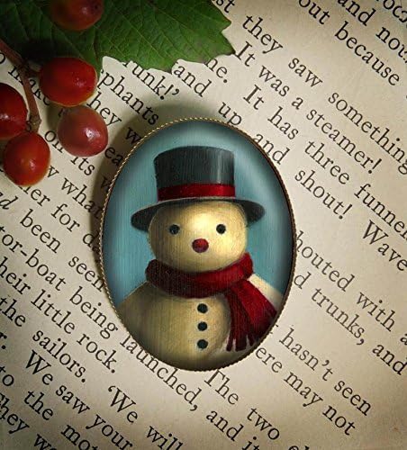 Snowman Pin, Christmas Pin, Snowman Brooch, Christmas Brooch, Retro Snowman, Retro Christmas, Vintage Snowman, Vintage Christmas, Oval, Felt Snowman