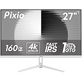 Pixio PX27U Wave White 27 inch 160Hz Refresh Rate 4K 3840x2160p Resolution Fast IPS Panel 1ms GTG Response Time Black Tilt Adjustable Gaming Monitor with Adaptive Sync