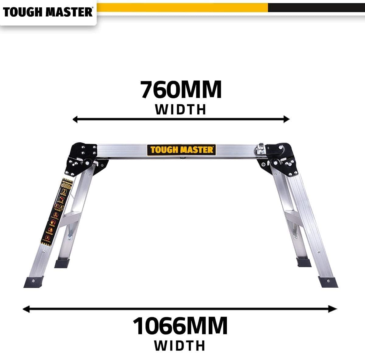 Aluminium Work Platform 760 x 300mm 2 Step Up Ladder Folding Hop Up Fold Bench Stool Work Platform Foldable Design to Sit On - Image 3