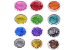 Epoxy Resin Mica Powder Pigment Set for DIY Soap Candle Slime Bath Bomb Making Colorant Lipstick Dye Gift 12 Colors