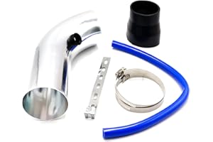 Torcarvh Air Intake Pipe Aluminum 3'' 75mm Car Cold Air Intake System Turbo Induction Pipe Tube Aluminum Pipe Filter Compatible/Replacement for Car, Auto, Truck (Silver)