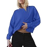 INFITTY Womens Fleece Crewneck Sweatshirts Long Sleeve Oversized Cropped Pullover Tops Fall Winter Fashion 2026