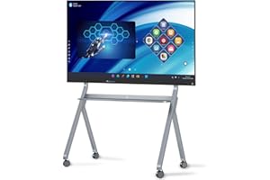 LINGHUFOX 75 Inch Smart Board, 4K UHD Touch Screen Digital Whiteboard with Open App Ecosystem, All-in-One Electronic Interactive Whiteboard for Classroom Office Home(Board+Movable Stand+Wall Mount)