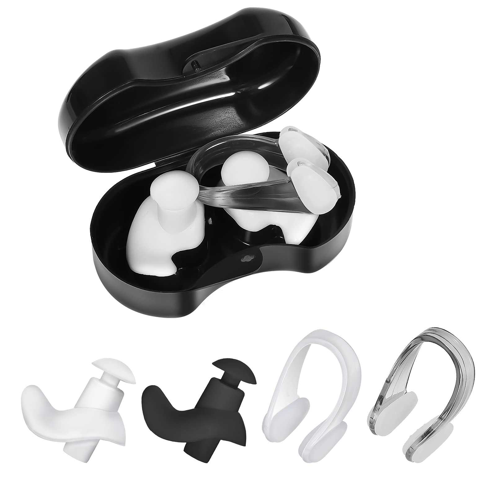 SAVITA 2 Set Swimming Ear Plug and Nose Clip Set Reusable Waterproof Ear Nose Protector for Showering Bathing Surfing Snorkeling Other Water Sports