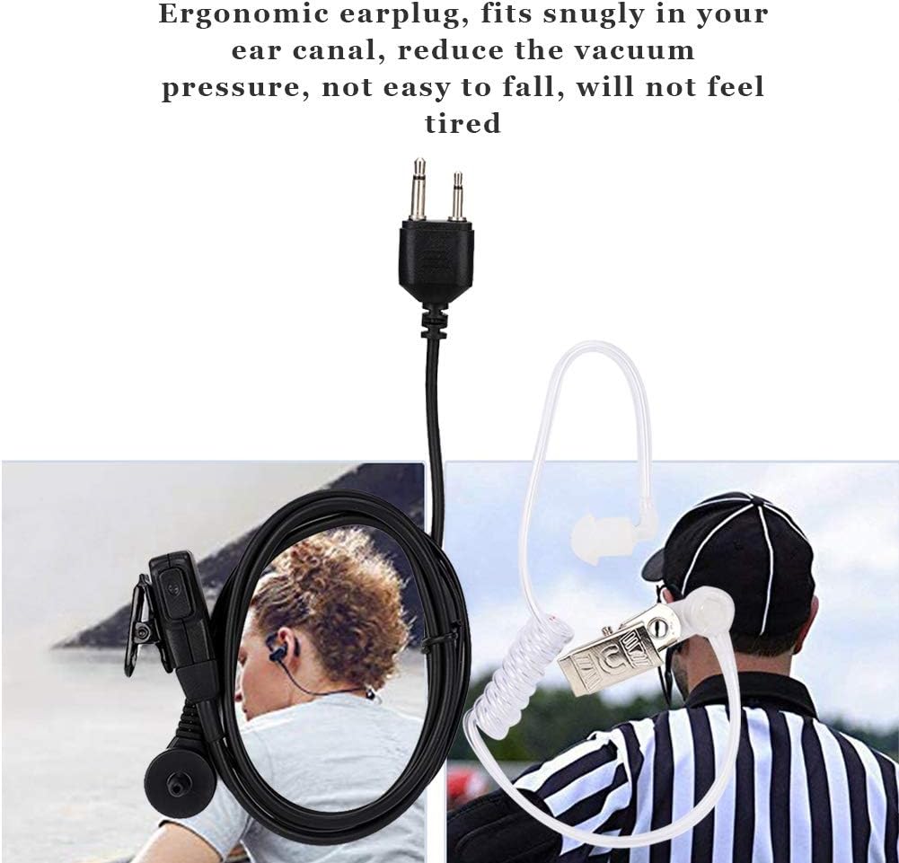2 Pin Walkie Talkie Headset, Two Way Radio In-ear Earpiece PTT MIC for 2-pin Models Walkie Talkies - Image 5