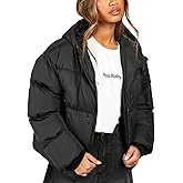 Wyeysyt Women's Cropped Puffer Jackets Winter Warm Lightweight Quilted Jackets Hooded Full Zip Coats with Pockets