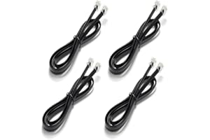 Jozzai 3.3FT - 4 Pack Phone Extension Cord, Telephone Cable with Standard RJ11 Plug (6P4C), Black, for Landline Telephones, Fax, Modems, Answering Machines
