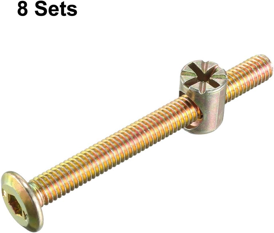 sourcing map M6x60mm Furniture Bolt Nut Set Hex Socket Screw with Barrel Nuts for Beds Headboards Chairs 8 Sets - Image 3