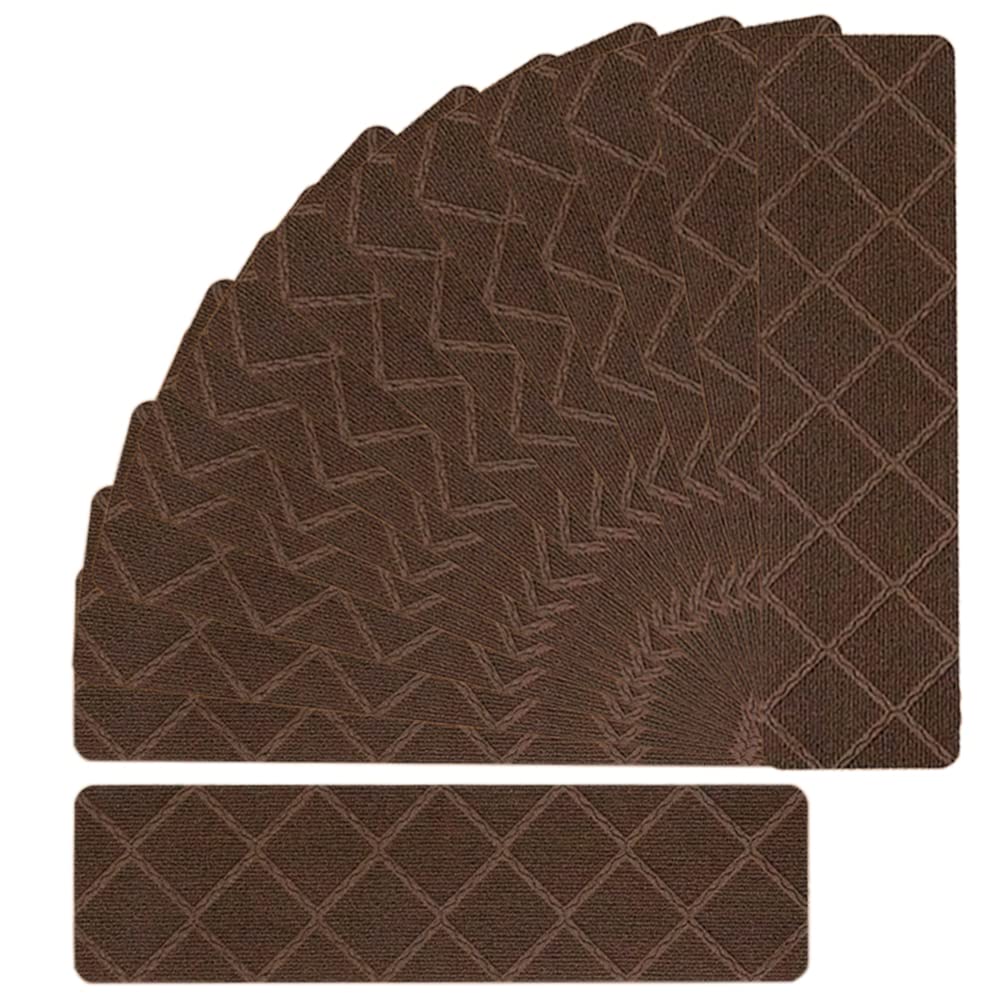 Ray-Velocity Stair Treads Non-Slip Carpet Mat, 15Pcs 76cm X 20.3cm Indoor Stair Runners for Wooden Steps, 100% Polyester TPR Backing Removable Washable Step Pads for Wooden Stairs