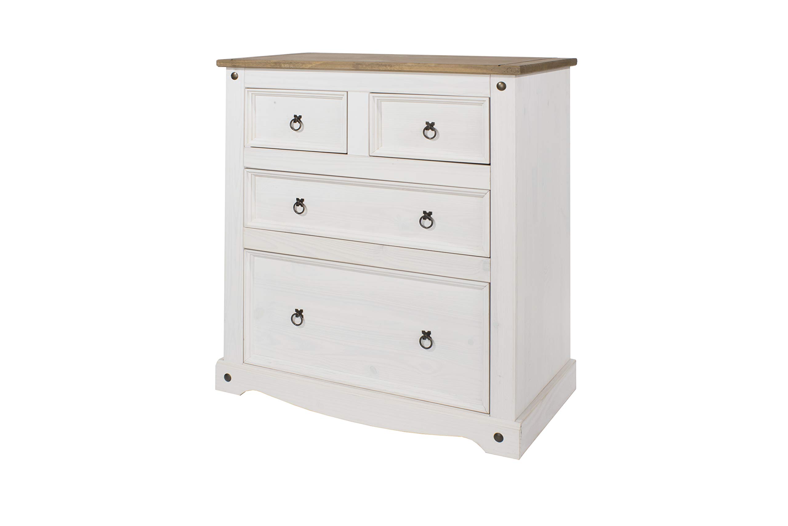 Core Products, Corona White 2+2 Drawer Chest with Natural Pine Top