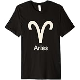 Aries Zodiac Symbol White Minimal Sign Premium T-Shirt