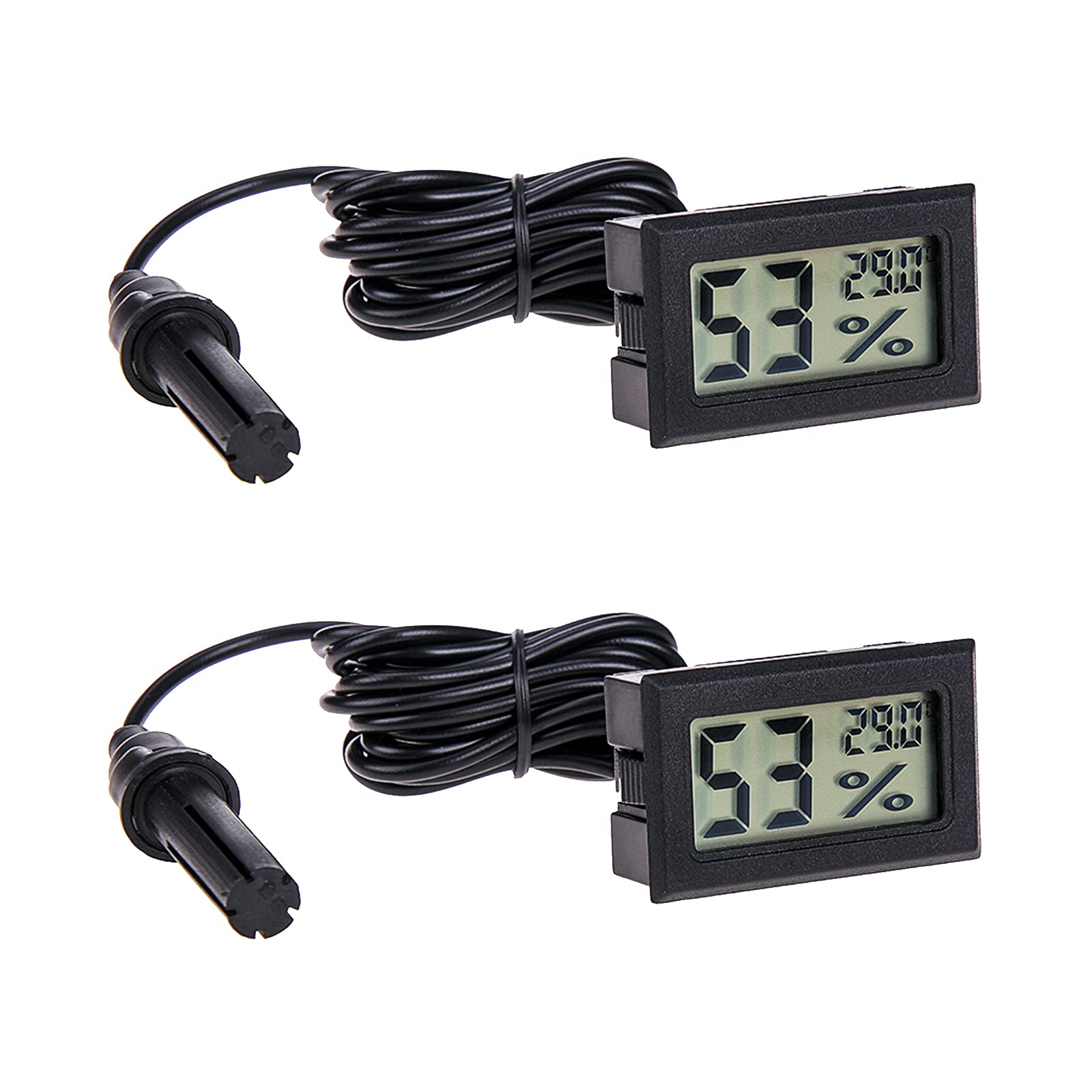 RUIZHI 2 Pack Mini Digital Hygrometer Thermometer，Temperature Humidity Thermometers with Gauge Meter Probe for Reptile, Aquarium, Greenhouse, Office