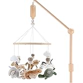 The Peanutshell Crib Mobile for Boys or Girls - Wooden Musical Baby Crib Mobile with 12 Lullabies, Jungle Animal, Baby Mobile Crib Safari Serenity Nursery Decor
