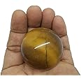 WholesaleGemShop Natural Quartz Tiger Eye Crystal 40-45 mm Ball Sphere Crystal Gemstone A+ Hand Carved Crystal Altar Healing Devotional Focus Spiritual Chakra Cleansing Metaphysical Gift Men Women