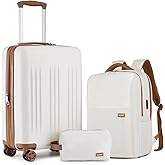 Kono Luggage Sets 3 Piece Expandable Carry On Travel Luggage 20 Inch TSA Lock Spinner Wheels Hardshell Suitcase Set(Cream White,3 Piece Set)