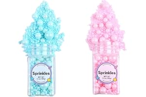 MILOVIN Edible Pink and Blue Sprinkles for Cake Decorating, Pink Pearl Sprinkles, Blue Pearl Sugar Sprinkles for Macaron, Cake, Cupcake, Waffles, Cookies, and Ice Cream(120g/4.2oz)