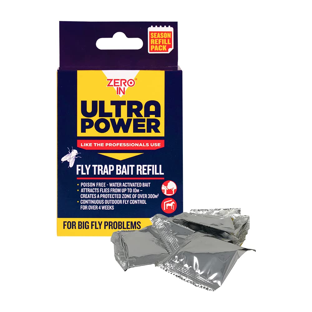 Zero In Ultra Power Outdoor Fly Trap Refill Sachet – 8g x 6 Fly Attractant Outdoor Use Poison-Free