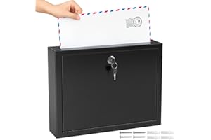 MaxGear Metal Suggestion Box with Lock and Slot, 3W x 10H x 13L Inch Wall Mounted Locking Mailbox for Office, Ballot Box with
