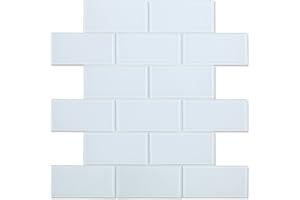 SpeedTiles Chardonnay Modern Glass Tiles - 2X Faster Installation, No Glue is Required - Peel & Stick Tiles for Kitchen Bathr