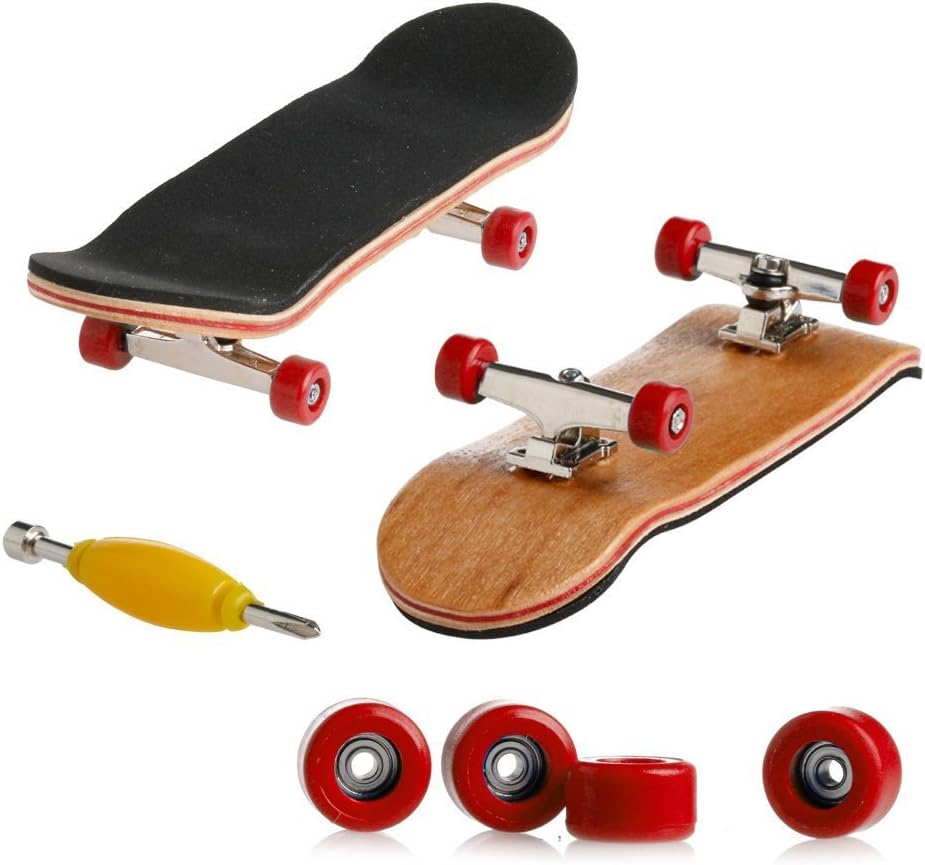 Lottoy® Professional Mini Maple Wooden Fingerboards/ Finger Skateboard -1 Pack (Red)