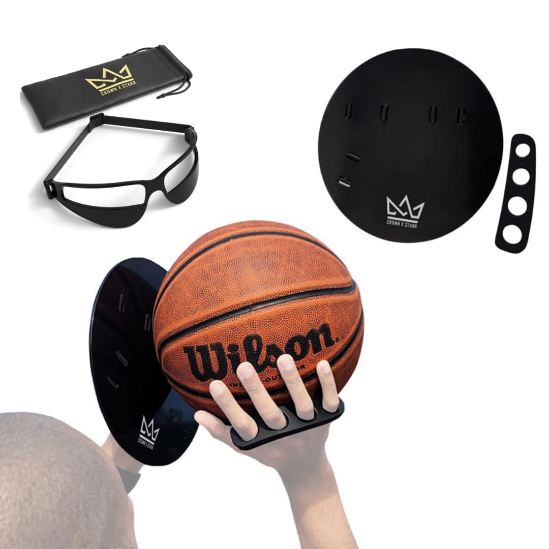 Crown x Starr Basketball Shooting Off Hand Trainer - for Right Handed Shooters, Eliminate Off Hand Interference - with Bonus 5.3" Shooting Aid