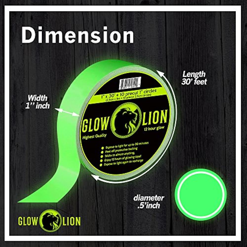 Glow Arts & Crafts Tape In The Dark 30 Feet By 1 Inch Wide 12 Hour