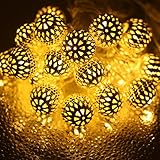 GlowGeek Globe String Lights, Moroccan Ball String Lights Warm White,20 LED Fairy Orb Lantern String Lights for Outdoor Garden, Yard, Patio, Party, Home Decoration