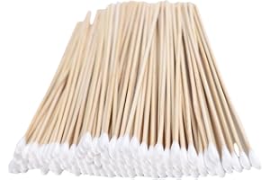 KANGBAOBEI 200PCS 6-Inch Wooden Sterile Cotton Swabs - Individually Wrapped for Home Health & Beauty Care - Ideal for Ear Cleaning, Makeup, Jewelry & Piercing Aftercare (6 Inch Long, Count, 200)
