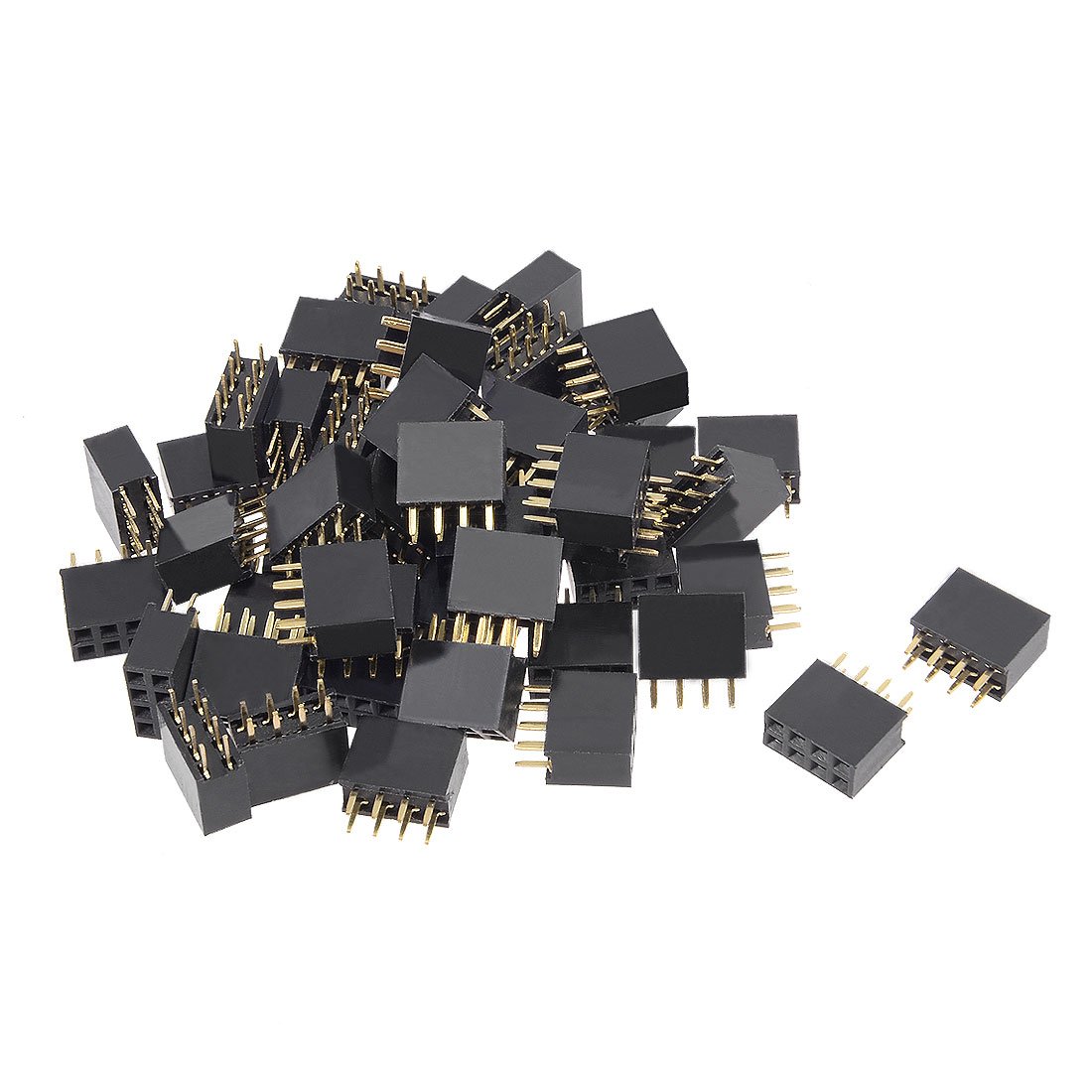 sourcing map 50Pcs 2.54mm Pitch 2x4-Pin Double Row Straight Connector Female Pin Header Strip PCB Board Socket